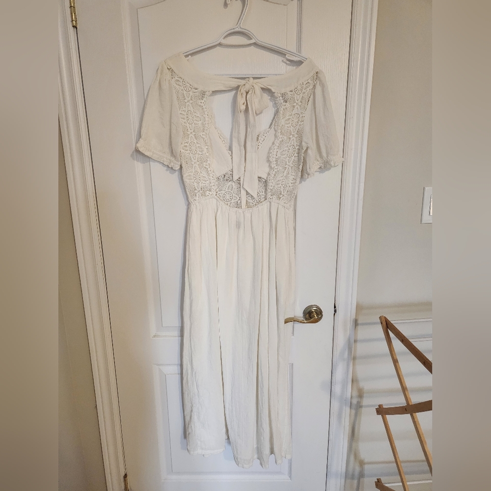 Free People All You Need Is Lace Midi Dress In Ivory - Picture 5 of 7